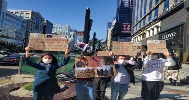 Koreyada erməni vandalizminə qarşı etiraz aksiyası keçirilib (FOTO)