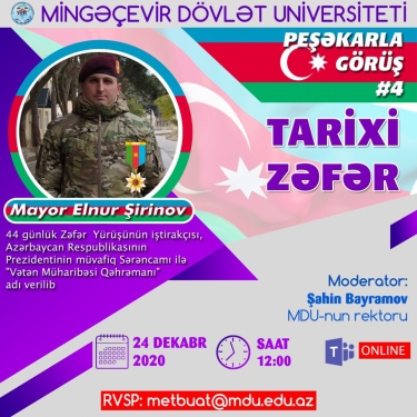 Mingəçevir Dövlət Universitetinin “Peşəkarla görüş” layihəsi çərçivəsində növbəti tədbir keçiriləcək