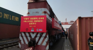 Çin-Azərbaycan istiqamətində ilin ilk konteyner blok qatarı yola düşüb