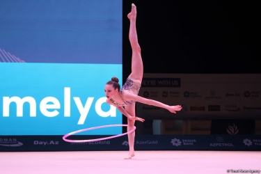 Milli Gimnastika Arenasında bədii gimnastika üzrə Dünya Kuboku keçirilir (FOTO)