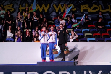 Dünya Kubokunda çoxnövçülük üzrə fərdi hərəkətlərdə gimnastların mükafatlandırma mərasimi keçirilib (FOTO)