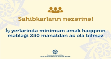 DƏMX: İşçilərin minimum əməkhaqqı sentyabrın 1-dən 250 manatdan az ola bilməz