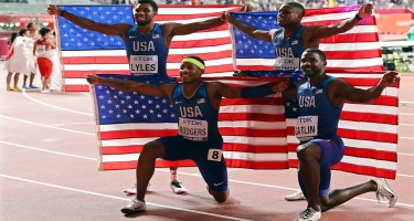 ABŞ komandası dünya atletika çempionatında 4x400 metr estafet üzrə birinci yeri tutub