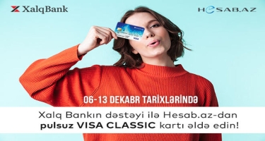 Xalq Bank ödəniş kartlarını Hesab.az-da pulsuz qazanın