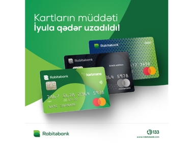 Rabitəbank müştərilərinə xoş xəbər! Müddəti tamamlanan kartların vaxtını uzadır!