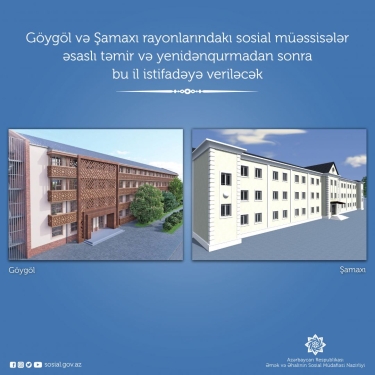 Göygöl və Şamaxıdakı sosial müəssisələr bu il istifadəyə veriləcək