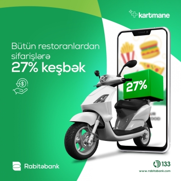 Rabitəbankın Kartmane kartları ilə bütün restoranlardan 27% keşbək